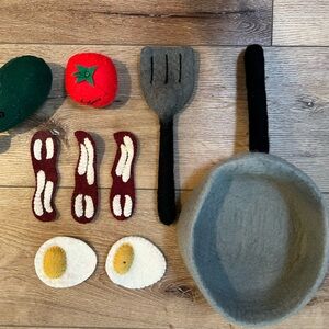 The Land of Nod Felt Play Food Set - Black, Red, Green, Gray